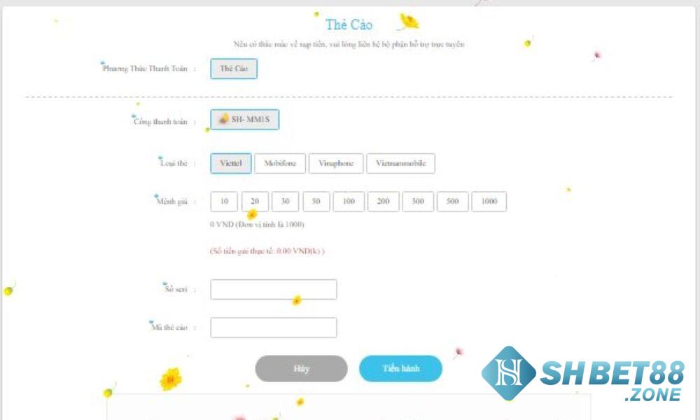 Nạp tiền Shbet - thao tác đơn giản, có tiền chơi ngay! 7 Card điện thoại cho phương thức thanh toán hiệu quả, nhanh chóng, tiện lợi
